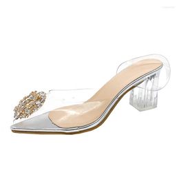 Sandals 2023 Transparent PVC Women Pointed Clear High Heel Stilettos Sexy Pumps Summer Shoes Peep Toe Plus Size 43