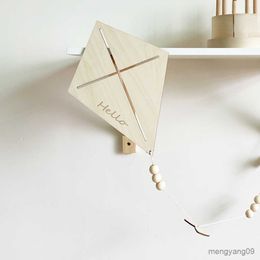 Other Home Decor Nordic Wooden Kite Ornaments For Kids Room Decorations Hanging Pendant Wood Crafts Baby Gifts Decor Photo Props R230630