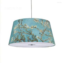 Pendant Lamps American Fabric Blue Flower Branch Lights Living Room Bedroom Lamp Dining Pastoral Style Mediterranean