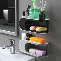 Soap Dishes Drainer Soap Dish For Bathroom Multifunction Soap Holder With Hooks Organiser PunchFree Storage Box for Bathroom Accessories 230629