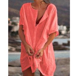 Basic Casual Dresses Cotton Women s Dress White Oversize Beach Female Summer Fashion Loose Shirt Lady Clothes 230629