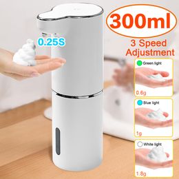 Liquid Soap Dispenser Automatic Hand Soap Dispenser Adjustable Foam Volume Wall Mounted Waterproof Touchless Rechargeable for Home Bathroom Kitchen 230629