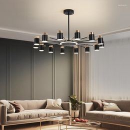 Pendant Lamps Rotatable LED Chandelier Black Metal Foyer Room Restaurant Lighting Fixtures 3 Dhangeable Dimming