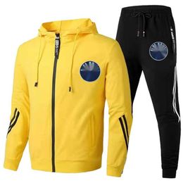 2023 Spring and Autumn Large Sweater+Pants Two Piece Car Coat Men's Leisure Sports Set jogging suits mens tracksuits