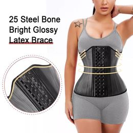 Women's Shapers XS-6XL Latex Waist Trainer 25 Steel Bones Plus Corset Shapewear Slimming Belly Women Body Shaper Modeling Strap Reductive