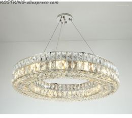 Chandeliers Modern Chrome Chandelier Lighting Round Ring Dining Room Living Bedroom Hanging Lamp Stainless Steel Light Fixtures