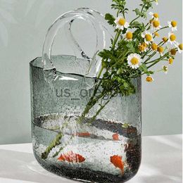 Vases Creative Transparent Glass Vases Fish Tank Decoration For Home Living Room Bubble Flower Arrangement Handbag Vase Ornaments x0630