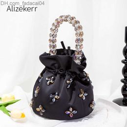 Korean Chic Handmade Satin butterfly evening bag with Pearl Handle, Top Handle and Colorful Beads - Black Kawaii Hobo Bucket Purse and Handbag (220726 Z230701)