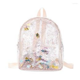 School Bags 2023 Children Mini Colour Sequin Star Lazer PVC Transparent Backpacks Cute Kids Girls Bag Summer Ruckpack