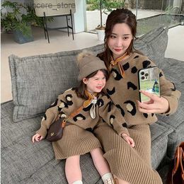 Two Piece Sets Fall Parent-Child Outfit Mother Daughter Matching Knit Suit For Women And Baby Girl Knitted Sweater Top And Skirt L230522