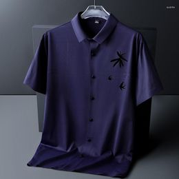 Men's Casual Shirts Black Long Sleeves ICE Silk Chinese Style For 2023 Summer Design Brand Oversize 7XL 8XL Clothes Blouse