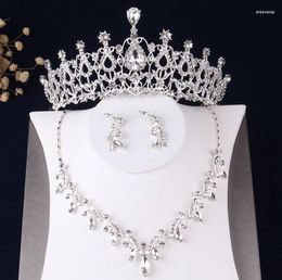 Necklace Earrings Set Luxury Crystal Water Drop Bridal Rhinestone Choker Tiaras Sets Wedding African Beads Jewelry