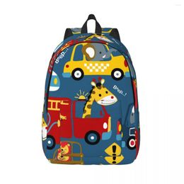 Backpack Schoolbag Student Cartoon Cars With Funny Drivers Shoulder Laptop Bag School