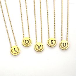 Pendant Necklaces 2024 European Est 18K Gold Plated A-Z Alphabet Letters Necklace Sliding Stainless Steel Initial Letter