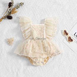 Clothing Sets FOCUSNORM 018M Infant Baby Girl Princess Romper Fly Sleeve Square Neck Floral Embroidery Mesh Lace Jumpsuits J230630