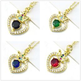 Pendant Necklaces Classic Color Titanic Heart Of Ocean Crystal Zircon Sharped Necklace Blue Champagne Pink Fine Jewelry Girl Gif