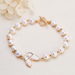 Charm Bracelets Flowerbride Trendy High Quality Real Natural Freshwater Pearls Butterfly Women Girl Bracelet With Extension Fashion Jewellery