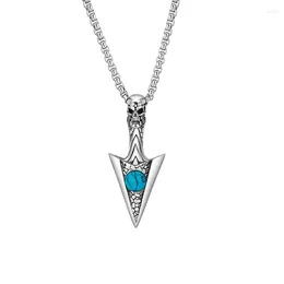 Pendant Necklaces 2023 Simple Creative Jewelry Arrow Necklace Men's Vintage Turquoise Bohemian Triangle