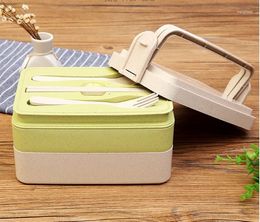 Dinnerware Sets 1PC Multi-layer Lunch Container Microwave Ovens Wheat Straw Case Outdoor Storage Containers O 0332