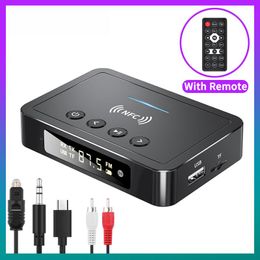 Connectors Nfc Led Digital Display Bluetooth 5.0 Audio Transmitter Receiver 3.5mm Aux Rca Optical Coaxial Tf/udisk Fm Mic Wireless Adapter