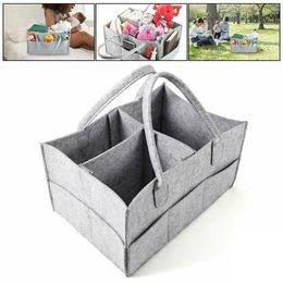 Feeding Baby Diaper Organizer Caddy Nappy Kids Storage Carrier Bag Grey Felt Diaper Bag Multifunction Folding Storage Basket 33x23x18cm