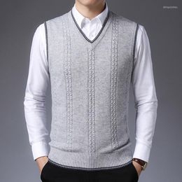 Men's Vests Autumn And Winter Men's Sweater High Quality Vest Business Work Casual Gentleman V-Neck Pullover Fashion Knitted Coat