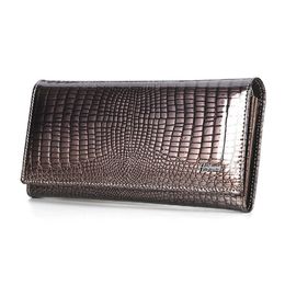 Genuine Leather Wallet Women Long Women's Leather Wallets Alligator Pattern Female Purse Luxury Brand Money Bag