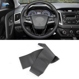 Steering Wheel Covers Black Hand Braid Car-styling Cover Leather Trim For Ix25 2014-2023 Ix35 2023 Creta 2023-2023 Elantra