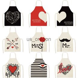 Vases new Printed Women Kitchen Aprons Multifunction Cotton Linen apron dress Antifouling men Chef Cooking Apron Cleaning kid aprons x0630