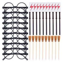 Pencils 40PcsSet Wand Tattoo Stickers Broom And Glasses Wizard Party Favours Wands Theme Supplies 230630