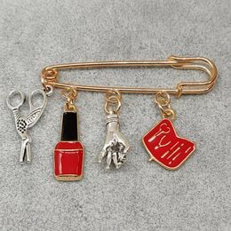 Pins Brooches Fashion Nail Art Brooch Retro Jewellery Mini Polish Scissors Pin Box Graduation Gift 230629