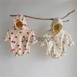 Clothing Sets Newborn Baby Boys Girls Long Sleeve Hooded Loving Heart Rompers Clothes 2020 Spring Autumn Baby Toddler Boys Girls Jumpsuits J230630