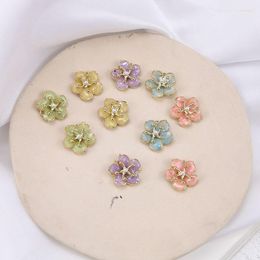 Charms Est 20pcs 19 19MM Pearl Core Glitter Enamel Alloy Daisy Flower Gold Tone Plated Oil Drop DIY Folra Earring Pendants