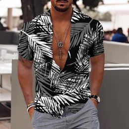 Men's Casual Shirts Floral Shirt Trendy 3d Palm Tree Print Hawaiian Short Sleeve Outdoor Beach Vacation Oversized Clothes For Men