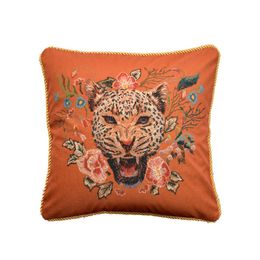 Pillow Case Retro Tassels Throw Pillow Cover Leopard Cheetah Wildlife Animals Print Square Cushion Case for Couch Sofa 230629