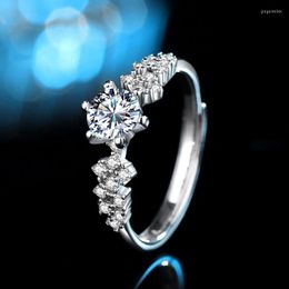 Cluster Rings Real 925 Sterling Silver White Gold 0.5CT 1CT D Color Moissanite Ring For Women Engagement Jewelry Gift