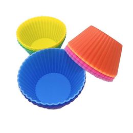 Cupcake 12Pcs Mini Round Shape Sile Muffin Mods Bakeware Maker Mould Tray Baking Kitchen Tools Drop Delivery Home Garden Dining Bar Dho7E