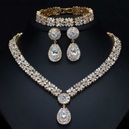 Earrings Necklace Earrings Necklace CWWZircons Exclusive Dubai Gold Plate Jewellery Luxury Cubic Zirconia Necklace Earring Bracelet Party Z230630