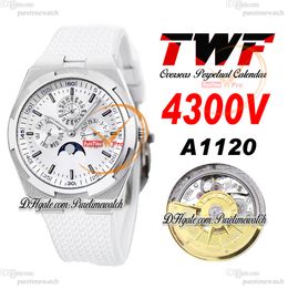 TWF Overseas Perpetual Calendar Moonphase 4300V A1120 Automatic Mens Watch Steel Case White Dial Rubber Strap Super Version Reloj Hombre Edition Puretime E5