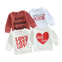 Jackets Lovely Toddler Baby Valentines Day Sweatshirts Kids Boys Girls Long Sleeve Heart Letter Print Loose Pullover Tops 230630