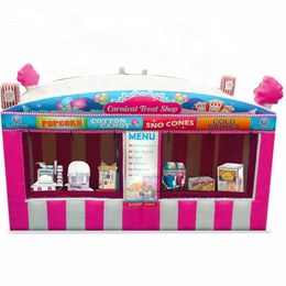 6m L x 3.5m W Fast food oxford pink giant inflatable carnival treat shop/Concession Stand/popcorn ice cream booth with blower