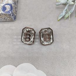 Earrings Designer 23 year family letter earrings diamond inlay anti allergic Double B letter earrings simple female earrings