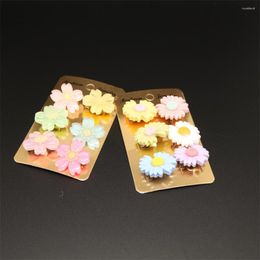 Brooches 6pcs Plastic Daisy Flower Cherry Blossom Combination Brooch Pin Safety Pins