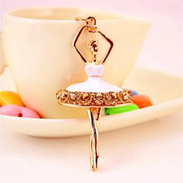 Keychains Creative Ballet Girls Keychain Rotating Dancers Key Chains Paste Drill Luxury Car