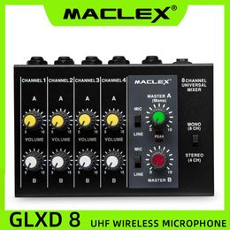 Mixer Lex M428 Ultracompact Low Noise 8 Channels Metal Mono Stereo Audio Sound Mixer with Power Adapter Cable