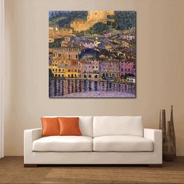 Classical Gustav Klimt Painting Malcesine on Lake Garda1913 Handmade Woman Canvas Art High Quality