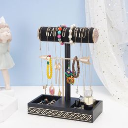 Jewellery Pouches 2 Tiers Metal Organiser For Arrow T-bar Watch Bracelet Necklace Display Stand Shelf Earring Ear Stud Ring Holder Y08E