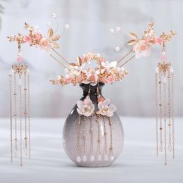 Necklace Earrings Set Luxury Handmade Tassel Step Shake Flower Gold Leaves Hairpin Haircomb Bridal Chinese Style Headdres Hair Jewellery XH