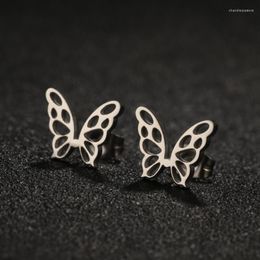 Stud Earrings Mini Butterfly Stainless Steel Girl Birthday Gifts Women Ear Piercing Top Simple Earring Jewelry