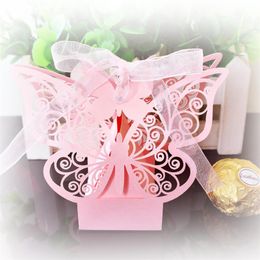 Gift Box Gift Wrap Wedding Candy Favors Souvenirs Butterfly Hollow Gift Box With Ribbon For Birthday Party Supplies
